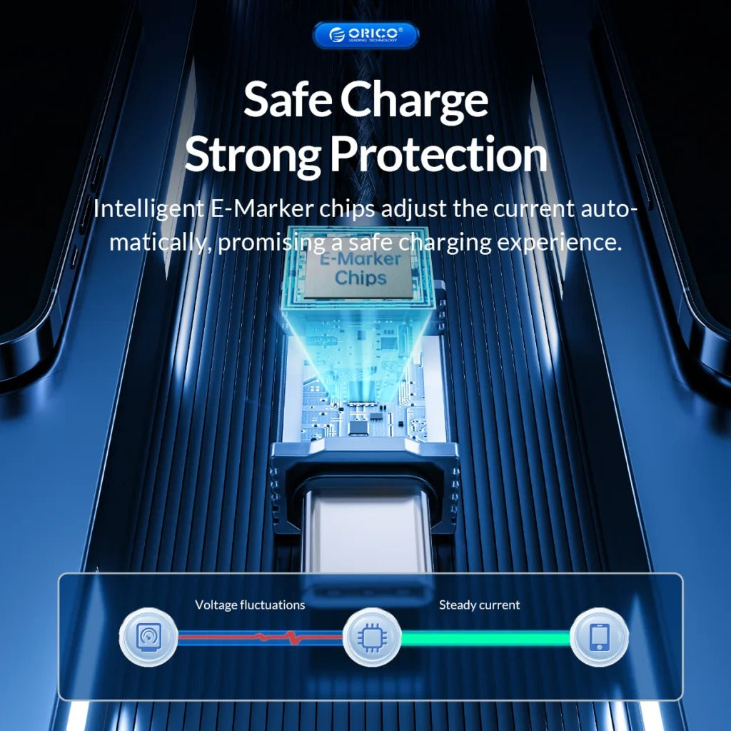 ORICO GQA60 (1m) USB Type C to USB Type C Fast Charging Data Cable Type C 20V/3A PD 60W, 480Mbps Transmission Rate, Type C Nylon-Braided Aluminum Alloy for Smartphones, MacBook, Tablet, PC