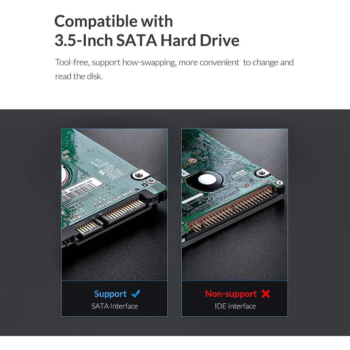 ORICO 3.5 to 5.2 inch 7+15 Pin SATA HDD Stainless Hard Disk Drive Adapter Hot Swap Rack with Up to 16TB Memory Storage Capacity for Windows Mac OS Linux | 1106SS