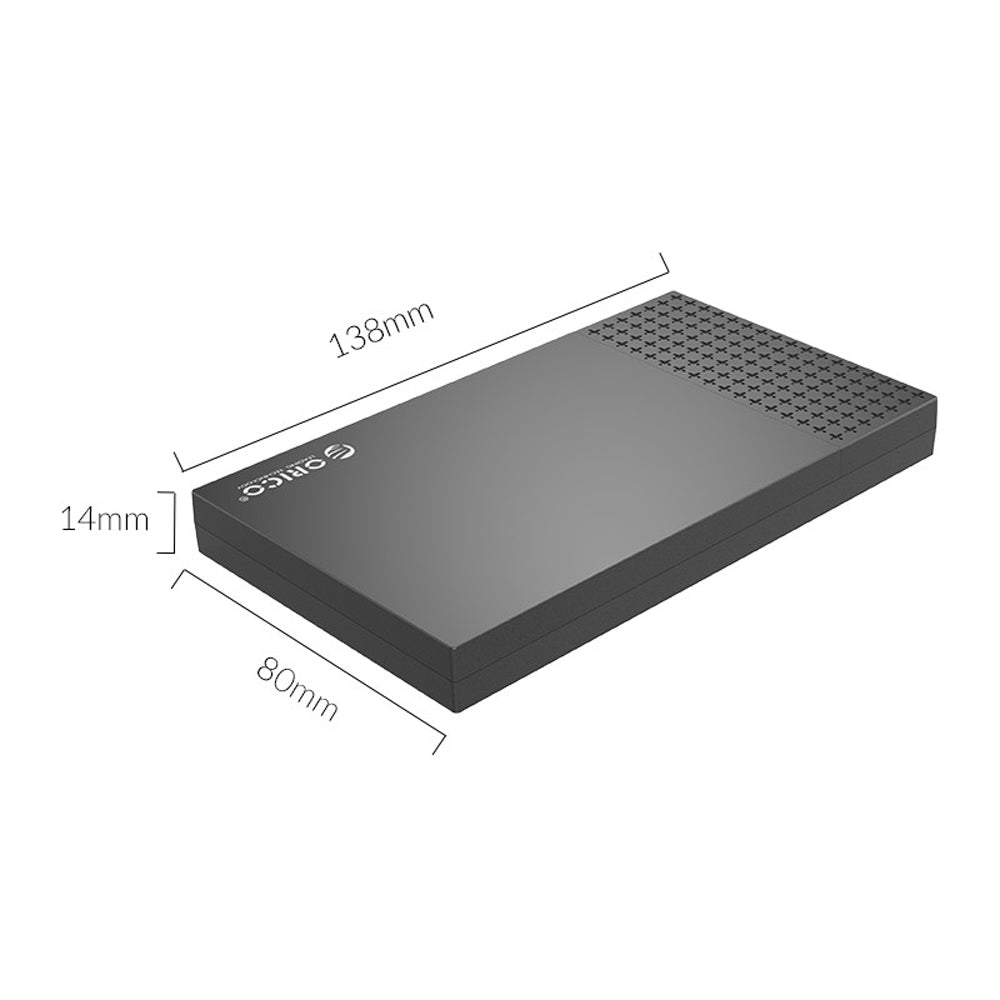 ORICO 2.5 inch SATA to USB 3.1 Gen1 Type C SSD Enclosure Tool-Free with 6Gbps Fast Data Transfer Rate, 0.5m Type C to USB-A Cable, 6TB Max. Disk Capacity for PC, Laptop, Windows, Mac, Linux, Router, TV, PS4 HDD Enclosure | 2526C3-V1