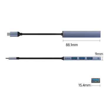 ORICO 4-in-1 Type C USB 3.0 HUB for Windows MacOS Linux Computer PC Laptop MacBook iMac Keyboard Mouse Memory Card Reader Flash Disk Phone Tablet Cable Charger | AHC2-4A