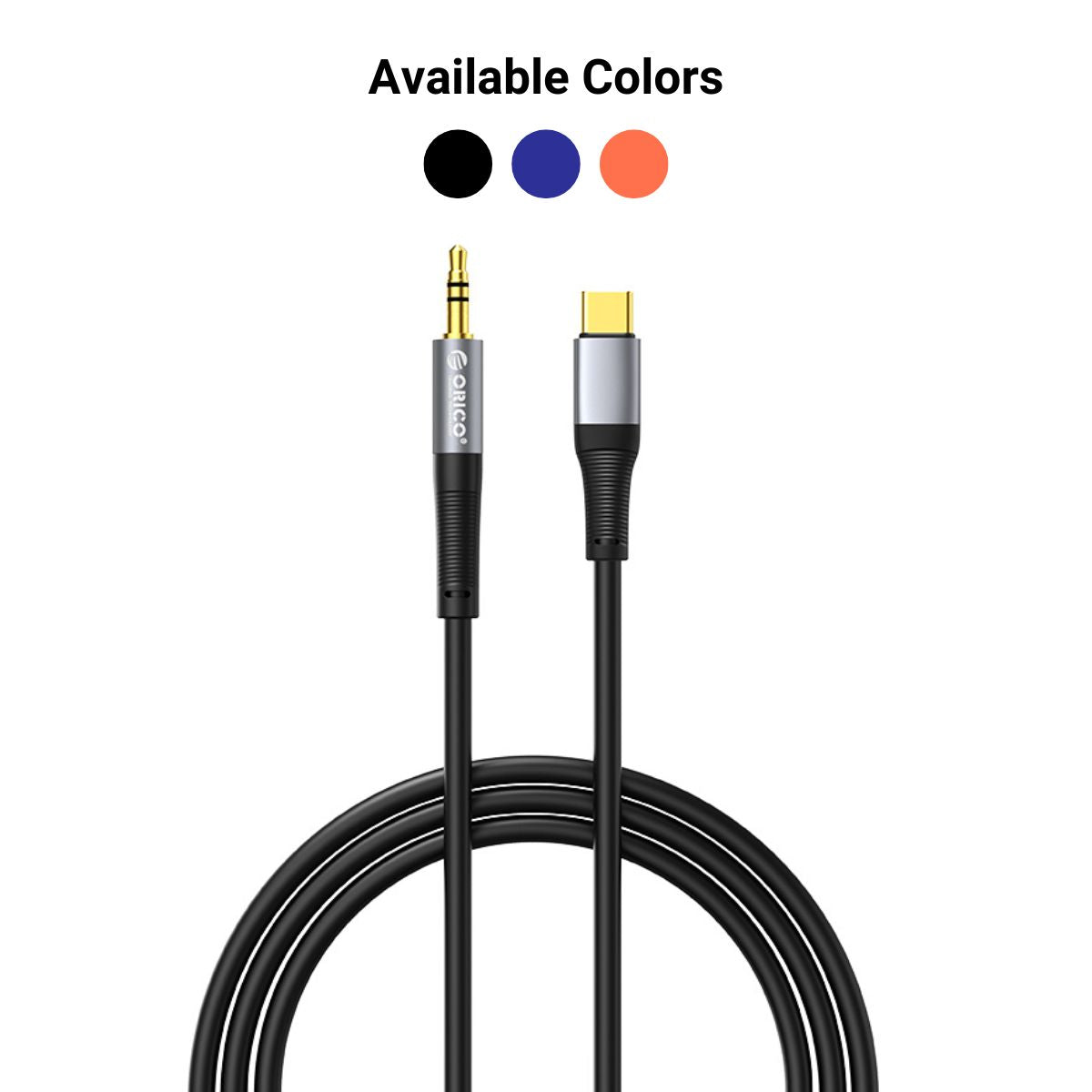 ORICO 1 Meter USB Type C Male to Male 3.5mm TRS Jack AUX Audio Adapter Cable for Mobile Phone Tablet Computer PC Laptop Speaker Headphone Headset Microphone Car Stereo - Orange | AXC-10-OR