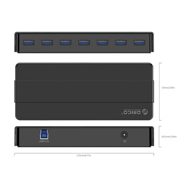 ORICO 7-Port USB 3.0 HUB 5GBPS Multi-Port Docking Station for Desktop Computers & Laptops (Windows, MacOS & Linux Support)