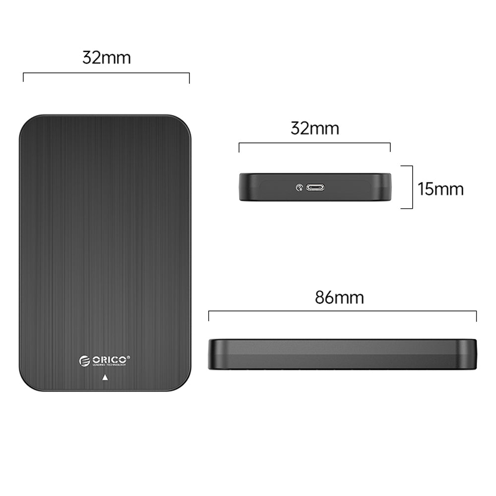 ORICO 2.5 inch SATA to USB 3.1 Gen1 Hard Drive Enclosure Tool-Free with USB-C to USB-A Data Cable, 6Gbps Fast Data Transmission Rate, 4TB Max Supported Capacity, No Extra Power Needed for Windows 8/10, macOS, Linux | HM25C3