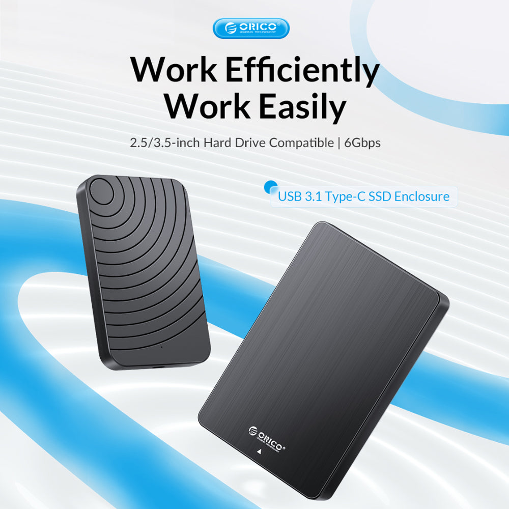 ORICO 2.5 inch SATA to USB 3.1 Gen1 Hard Drive Enclosure Tool-Free with USB-C to USB-A Data Cable, 6Gbps Fast Data Transmission Rate, 4TB Max Supported Capacity, No Extra Power Needed for Windows 8/10, macOS, Linux | HM25C3