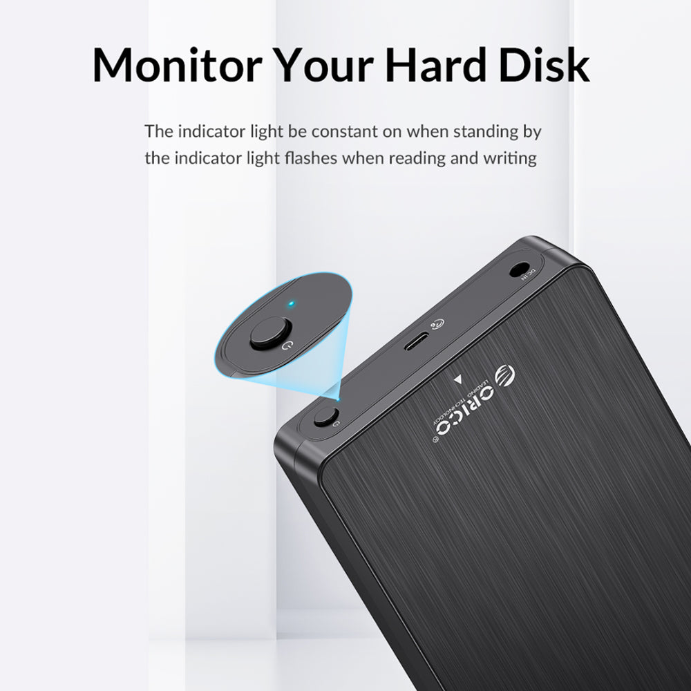 ORICO 2.5 inch SATA to USB 3.1 Gen1 Hard Drive Enclosure Tool-Free with USB-C to USB-A Data Cable, 6Gbps Fast Data Transmission Rate, 4TB Max Supported Capacity, No Extra Power Needed for Windows 8/10, macOS, Linux | HM25C3