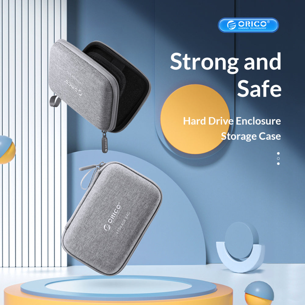 ORICO 3.5" HDD External Hard Drive Storage Bag Protective Electronic Accessories Organizer Case for USB Flash Drive, USB Adapter, OTG, SD/TF Memory Card, Wired Earphone, Data & Charging Cable (Gray, Green, Colored)