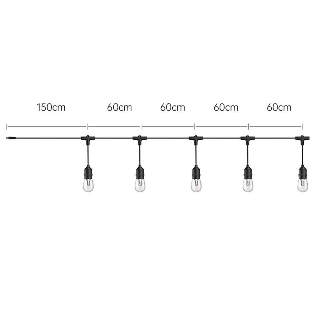 ORICO LED Outdoor & Indoor Hanging String Lights with S15 2W Bulbs E26 for Camping, Home Exterior & Interior Lighting