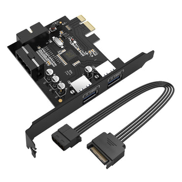 ORICO 2-Port USB 3.0 + 19 Pin Slot PCIe Expansion Card with 5Gbps High-Speed Data Rate for Desktop Computers (Windows & Linux) | PCIe USB Expansion Card | PCIe Card with USB Ports | ORICO-PVU3-2O2I-V1
