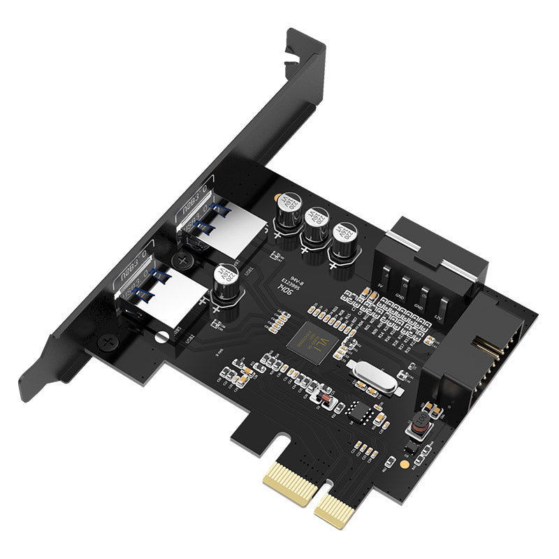 ORICO 2-Port USB 3.0 + 19 Pin Slot PCIe Expansion Card with 5Gbps High-Speed Data Rate for Desktop Computers (Windows & Linux) | PCIe USB Expansion Card | PCIe Card with USB Ports | ORICO-PVU3-2O2I-V1