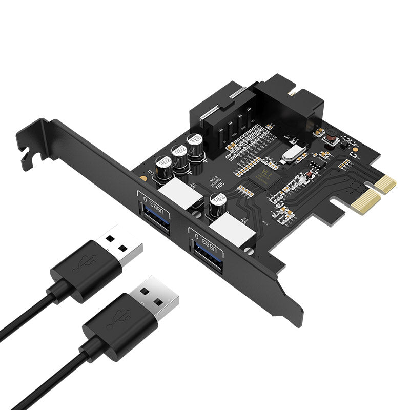 ORICO 2-Port USB 3.0 + 19 Pin Slot PCIe Expansion Card with 5Gbps High-Speed Data Rate for Desktop Computers (Windows & Linux) | PCIe USB Expansion Card | PCIe Card with USB Ports | ORICO-PVU3-2O2I-V1