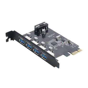 ORICO 4-Port USB 3.0 PCIe Expansion Card with 5Gbps High-Speed Data Rate for Desktop Computers (Windows & Linux) | PCIe USB Expansion Card | PCIe Card with USB Ports | ORICO-PVU3-4P-V1