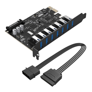 ORICO 7-Port USB 3.0 PCIe Expansion Card with 5Gbps High-Speed Data Rate for Desktop Computers (Windows & Linux) | PCIe USB Expansion Card | PCIe Card with USB Ports | ORICO-PVU3-7U-V1