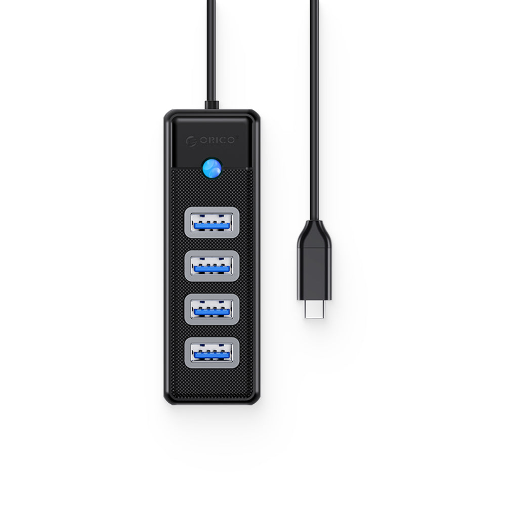 ORICO (0.15m) 4-in-1 USB 3.0 Type C Hub with 5Gbps Transfer Rate, 4 x USB-A 3.0 Output for Windows, macOS, Linux (Black / Blue / Pink / White) | PW4U-C3-015