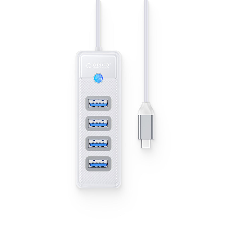 ORICO (0.15m) 4-in-1 USB 3.0 Type C Hub with 5Gbps Transfer Rate, 4 x USB-A 3.0 Output for Windows, macOS, Linux (Black / Blue / Pink / White) | PW4U-C3-015
