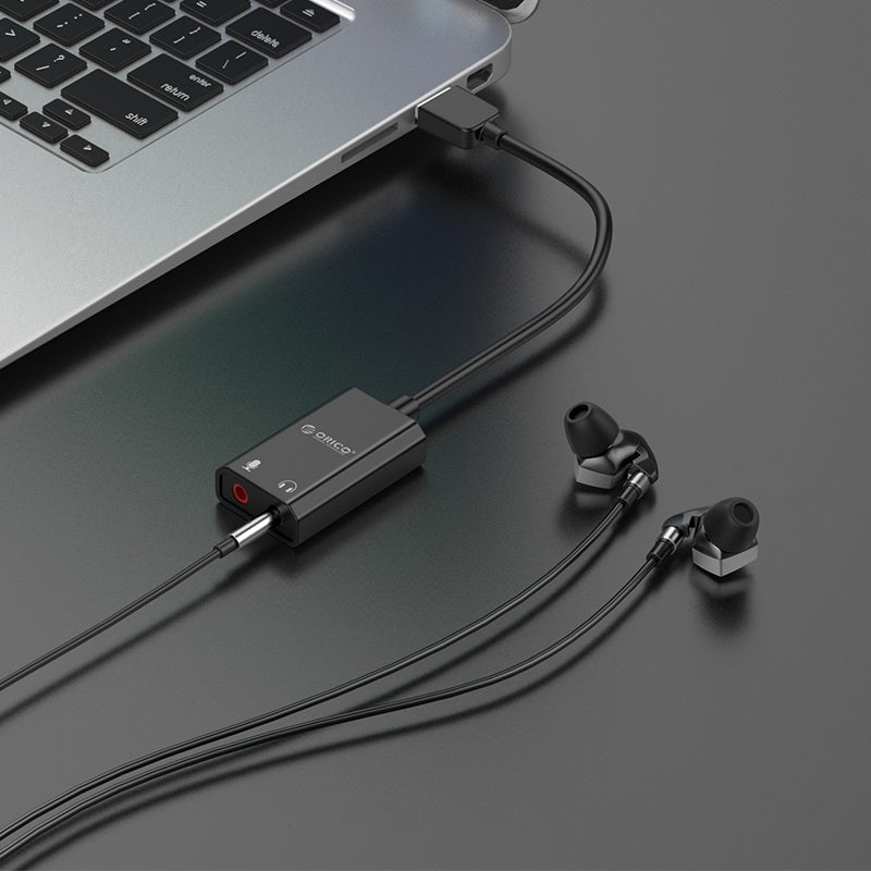 ORICO Exterl USB Sound Card with 2-Port 3.5mm Audio Output for Microphones, Headphones & Speakers to PC/Computer Desktops & Laptops (Windows, macOS & Linux) | ORICO-SKT2