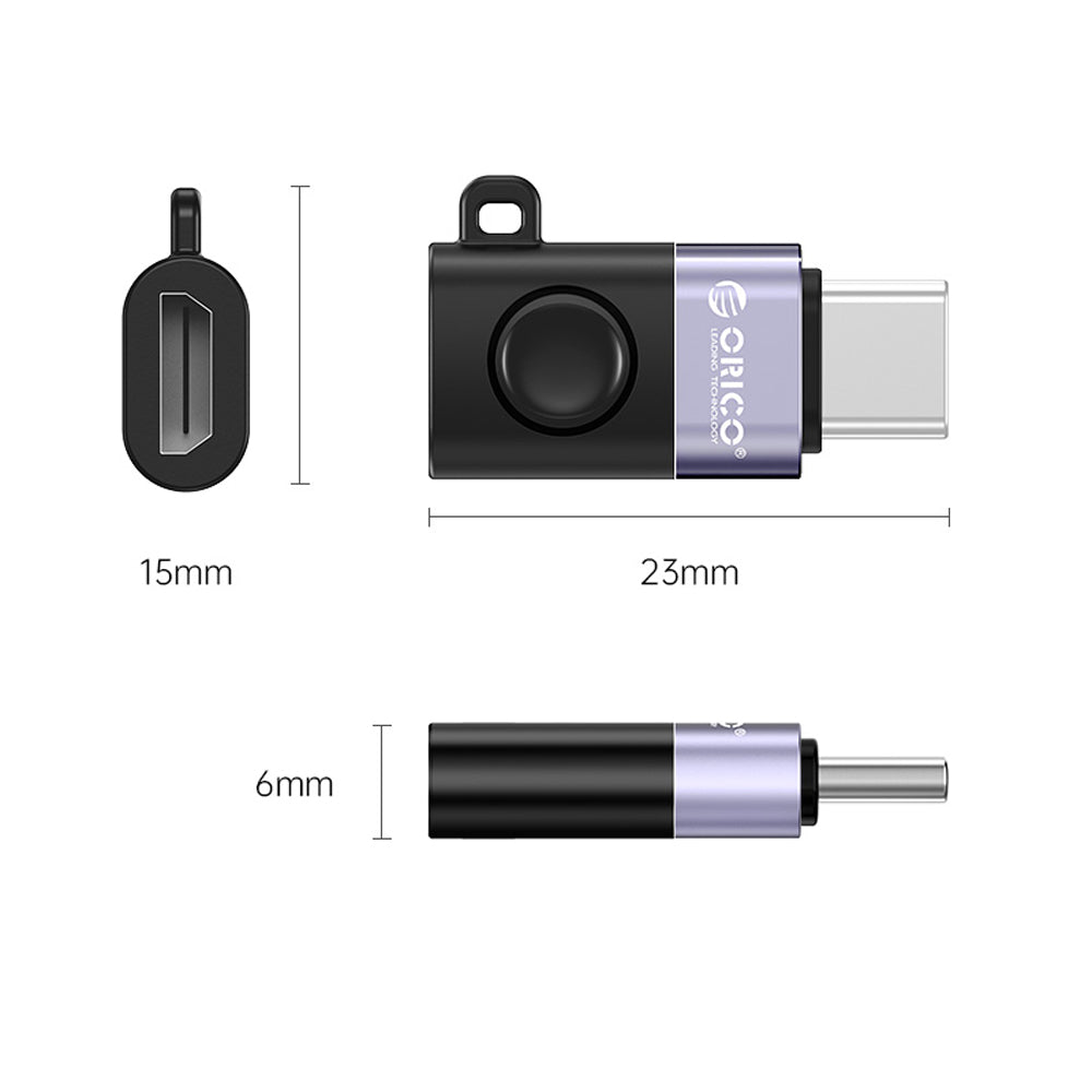 ORICO USB-C to micro USB Charging & OTG Adapter with 480Mbps Fast Data Transfer Rate, PD 10W 4.5A Fast Charging, OTG Flash Drive Function Supported, Anti-lost Lanyard for Smartphone, Tablet, Gaming Console, Computer, Laptop | WCB-BK-BP