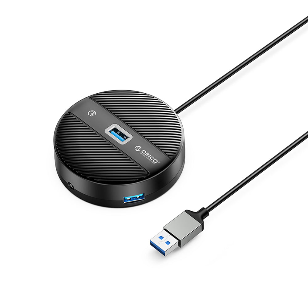 ORICO YS3-U2 (0.3m) 4-Port USB 3.0 USB-A Desktop Hub 10W with 5Gbps Transmission Rate, 5Gbps USB-A 3.0, 3.5mm Audio Port, 480Mbps USB-A 2.0 Output for Windows 8/10, macOS, Linux, PC, Laptop, Desktop Computer