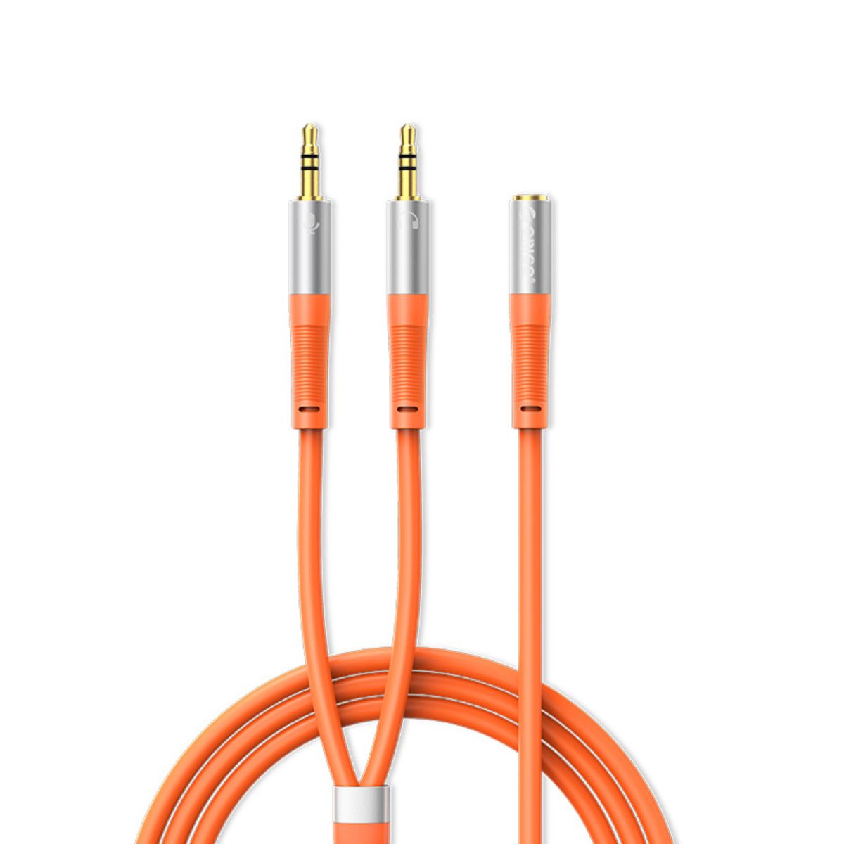 ORICO 0.5 Meter 3.5mm TRS Female to Dual Male Jack Headset AUX Audio Splitter Adapter Extension Cable for Desktop Computer PC Laptop Mobile Phone Tablet Music Streaming & Recording - Orange | AX1-05-OR