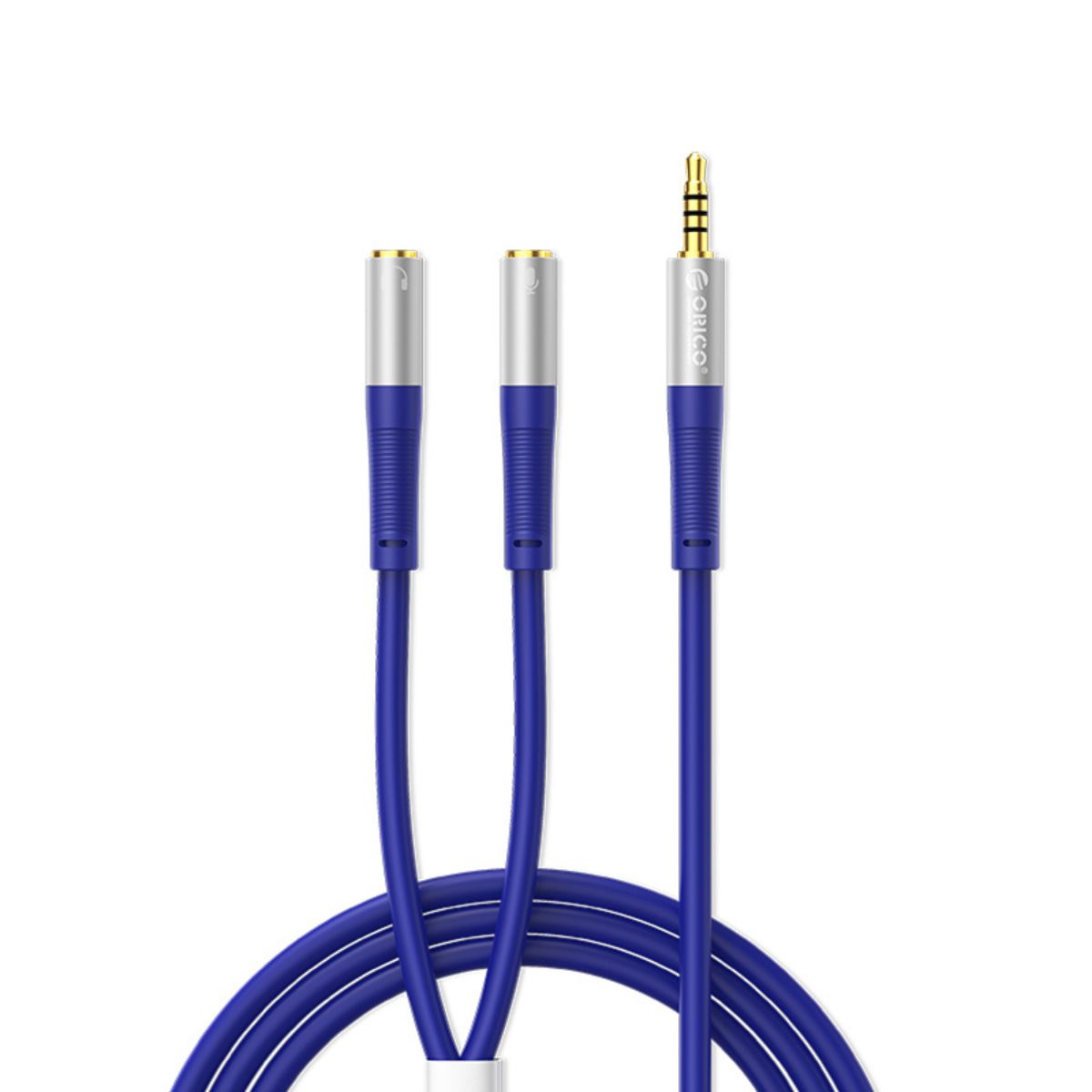 ORICO 1 Meter 3.5mm TRRS Jack Male to Dual Female Headphone and Microphone AUX Audio Splitter Adapter Cable for Desktop Computer PC Laptop Mobile Phone Tablet Music Streaming & Recording - Orange | AX2-10-OR