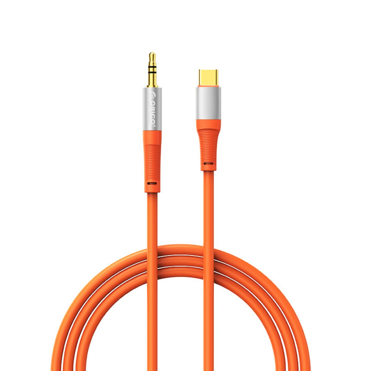 ORICO 1 Meter USB Type C Male to Male 3.5mm TRS Jack AUX Audio Adapter Cable for Mobile Phone Tablet Computer PC Laptop Speaker Headphone Headset Microphone Car Stereo - Orange | AXC-10-OR