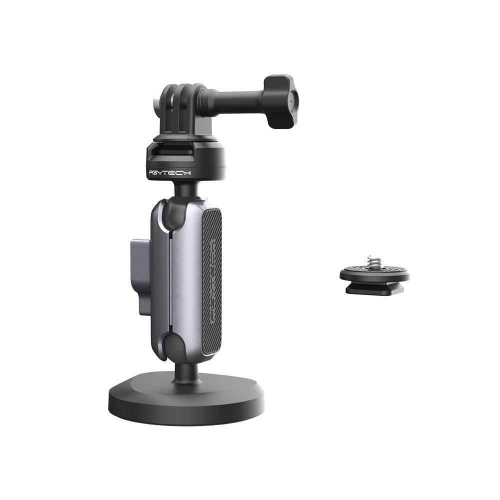 PGYTECH CapLock Quick Release Action Camera Magnetic Base Mount with 1/4" Screw Adapter, Dual Ball Head, and Magic Arm for Insta360, DJI, and GoPro | P-GM-220