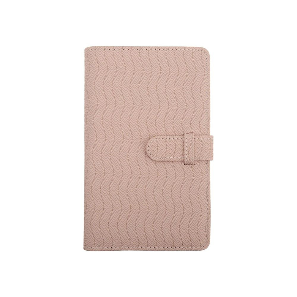 Pikxi AM96-01 96 Pockets Elegant Carved Wave Style Photo Album with Slip On Latch for Fujifilm Instax Mini Instant Camera - Light Pink