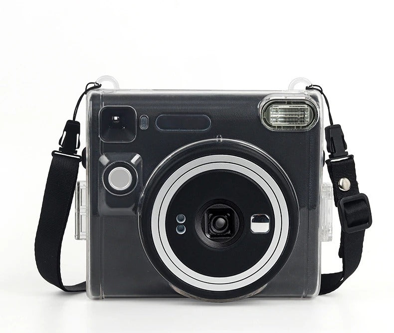 Pikxi CSQ40 Fujifilm Instax Square SQ40 Acrylic Crystal Transparent Protective Camera Case Bag with Shoulder Strap - Clear