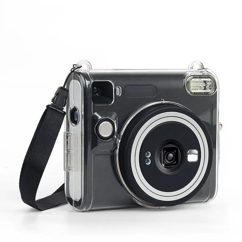 Pikxi CSQ40 Fujifilm Instax Square SQ40 Acrylic Crystal Transparent Protective Camera Case Bag with Shoulder Strap - Clear