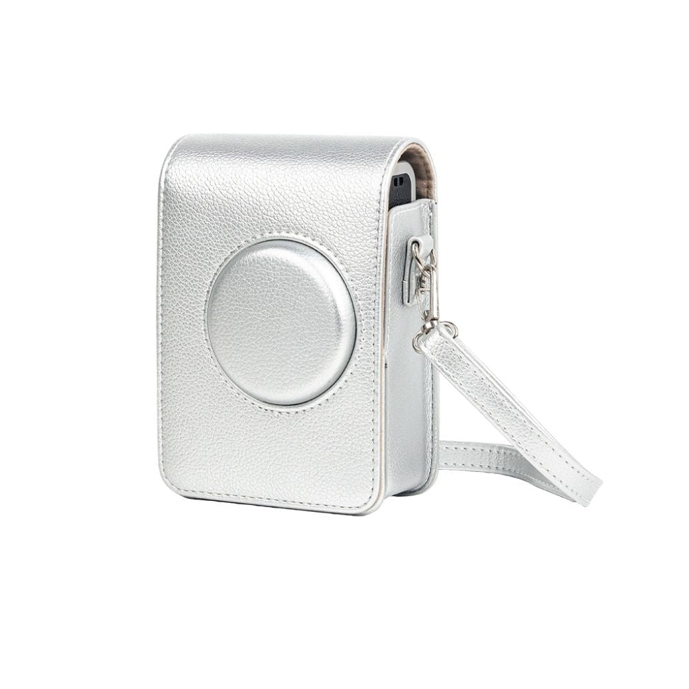 Pikxi Retro Portrait & Landscape Style Shoulder Sling Leather Case Bag for FUJIFILM Instax Mini EVO Instant Film Camera with Shoulder Strap and Formfitting Design for Controls - Available in Brown, Black, Silver, White, Pink Color Options