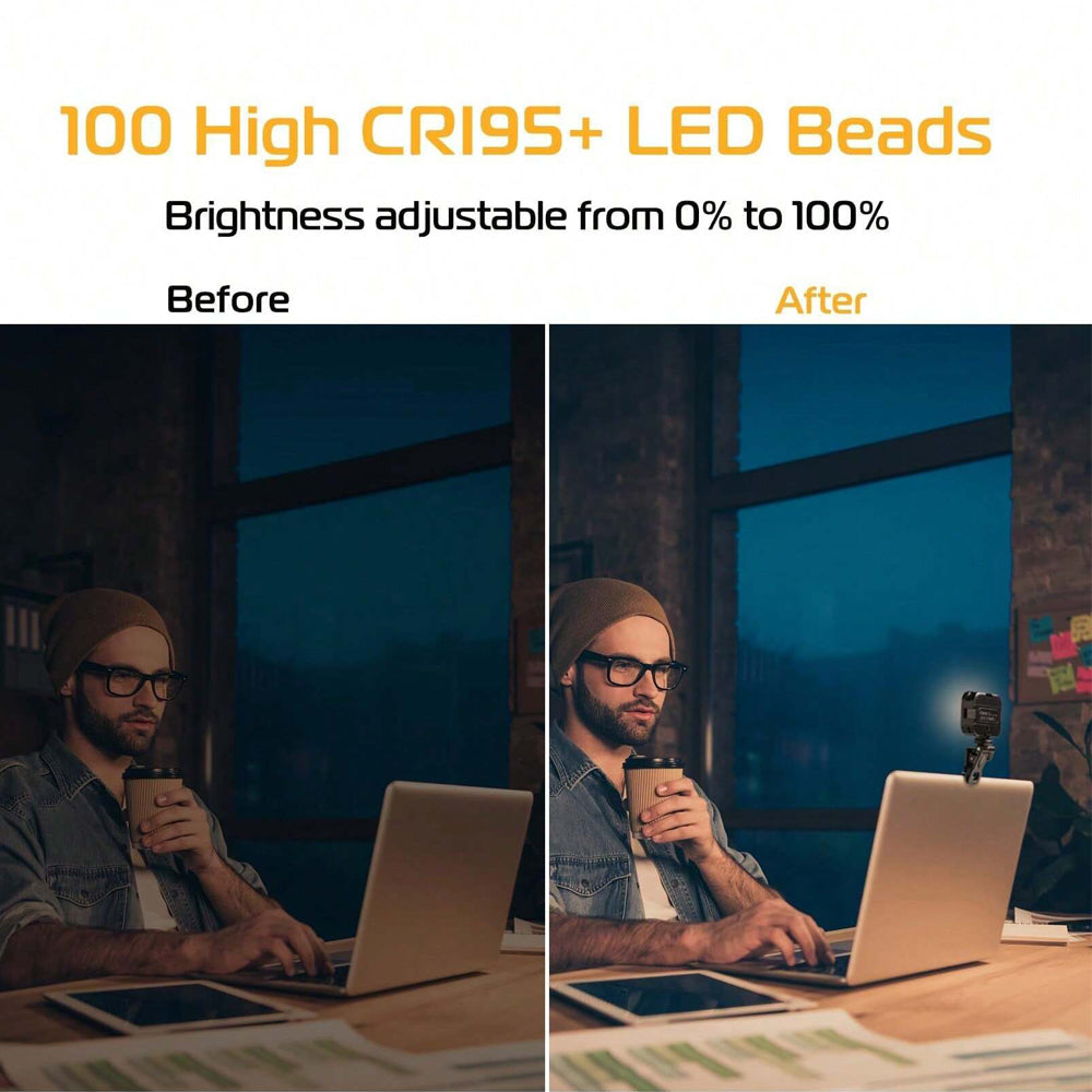 Pxel Mini Pocket LED Fill Light with 1/4' Screw Selfie Clip and 3 Universal Cold Shoe Attachment for Tablets, Smartphones, Cameras, Tablets, and Laptops for Vlogging, Video Recording, Live Streaming & Photography | PL-02 PL-01