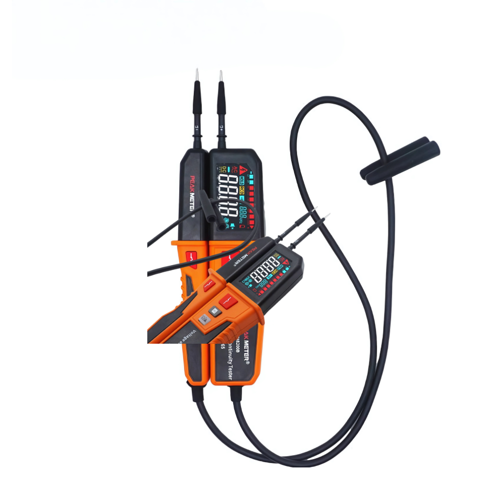 PeakMeter Voltage and Continuity Tester 1500V / 1600V AC / DC with Automatic Range Selection, LCD Back Light Display, Phase Sequence Test, In-Built Flashlight & Buzzer, RCD Test for Voltage Measurement, Live Wire Sockets | PM8200B