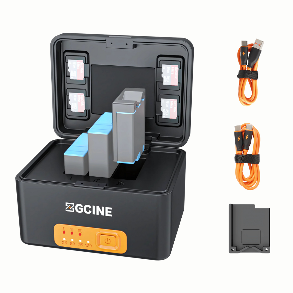 ZGCINE PS-G10 Charging Case for GoPro HERO 9/8/7/6/5 Batteries with 2 1800mAh Batteries, 10,400mAh Power Bank, USB-C Input/Output, 3-Slot Charger, MicroSD Card Storage for Smartphones, GoPro Action Cameras & Accessories