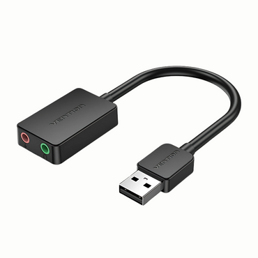 Vention 1m 0.15m USB 2.0 External Sound Card to Dual 3.5mm Female AUX Audio Adapter Port for Earphones and Microphone | CDYB0, CDYBF