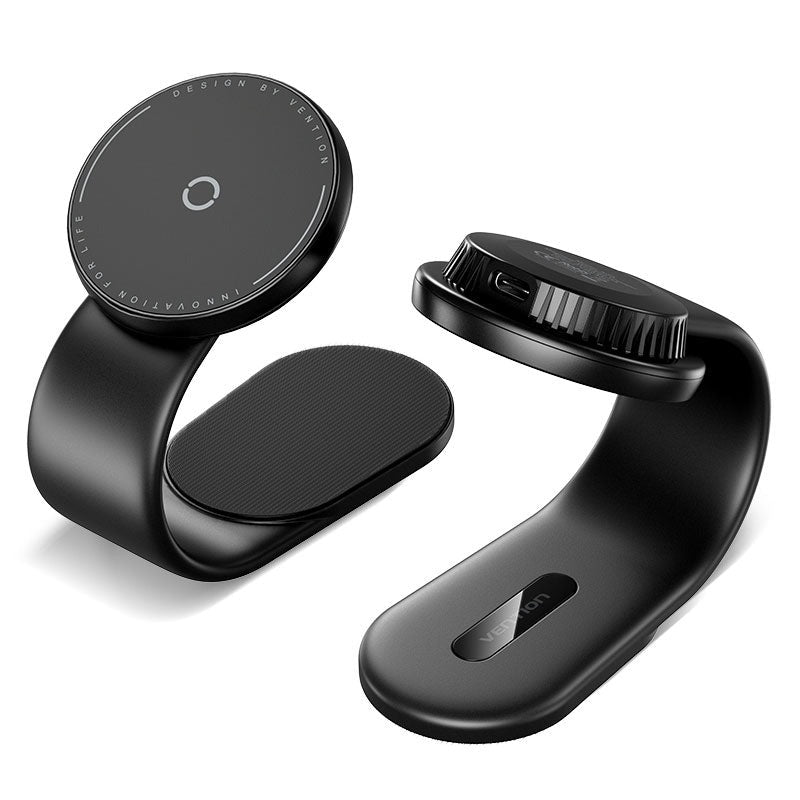 Vention 15W Wireless Magnetic Car Mount Fast Charger with 3M Adhesive + Velcro, Holds up to 1.8kg Max, Slim Design, Dashboard / Console / Windshield Mount - Applicable to All Car Models for Magsafe iPhone, Smartphone and Other Devices