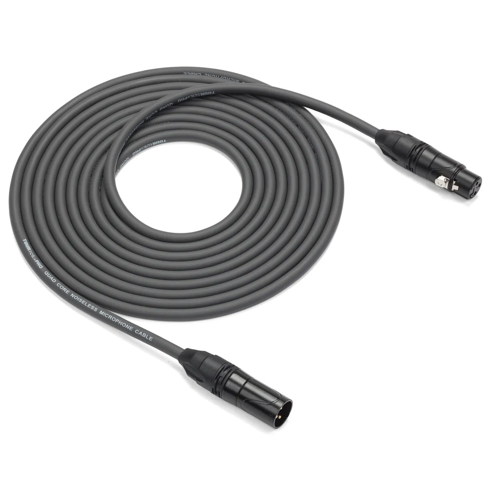 Samson TOURtek PRO 5 Meters 3 Pin XLR Male to Female Quad Core Premium Microphone Audio Cable with PVC Jacket, Gold Plated Neutrik Connectors and Copper Mesh Shielding | ESATPMQ15