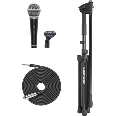 Samson VP10 / VP10X (R21S, MK10) Cardioid Dymic Microphone Kit Set Bundle with Lightweight Boom Stand and 18" 1/4"-20 XLR Connector Cable for Studio and Audio Equipment  - ESAVP10CE, ESAVP10XMI