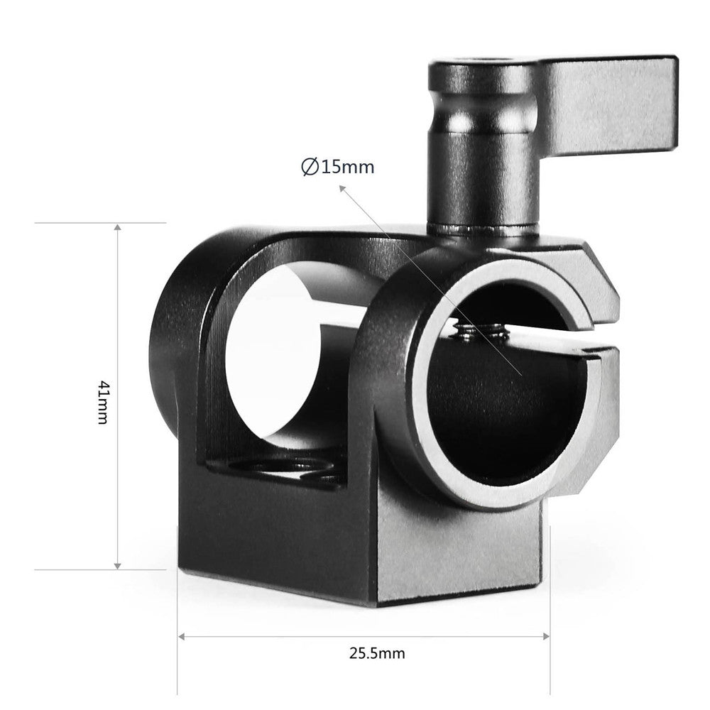 SmallRig LWS 15mm Single Rod Clamp with Counterbore Holes, Built-in 1/4"-20 Threaded Holes, Quick Lock with Thumbscrew for Top Handles and Camera Stabilizer 1995