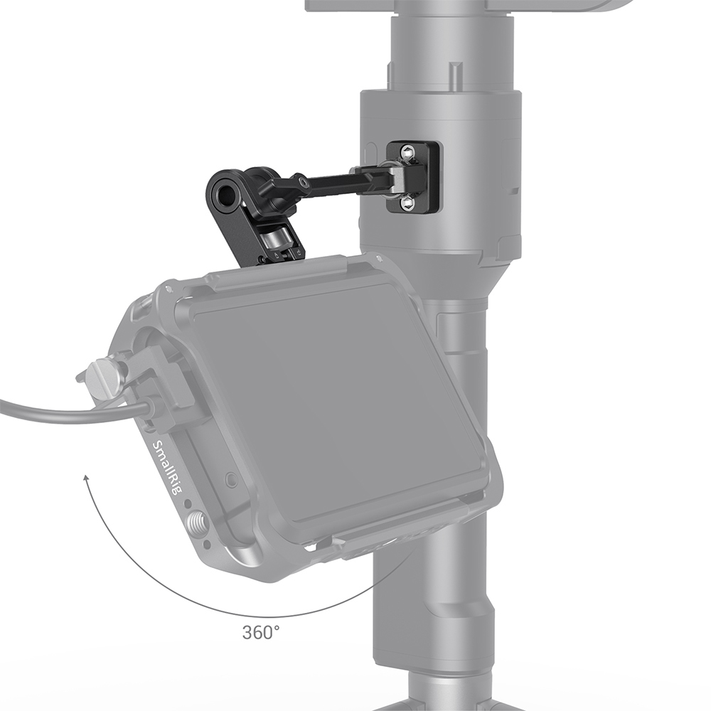 SmallRig Adjustable Monitor Mount with 1Kg Max Payload, 1/4"-20 Mounting Thumbscrew, Built-in Rosette Plate, 360 Degree Tilt and Rubber Pads for Select DJI, Zhiyun & Moza Handheld Gimbal Stabilizers 2889