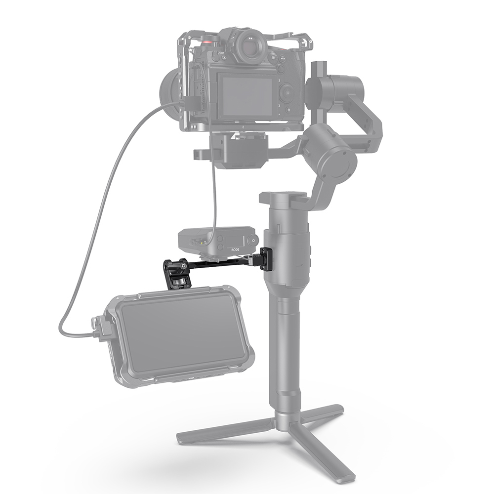 SmallRig Adjustable Monitor Mount with 1Kg Max Payload, 1/4"-20 Mounting Thumbscrew, Built-in Rosette Plate, 360 Degree Tilt and Rubber Pads for Select DJI, Zhiyun & Moza Handheld Gimbal Stabilizers 2889
