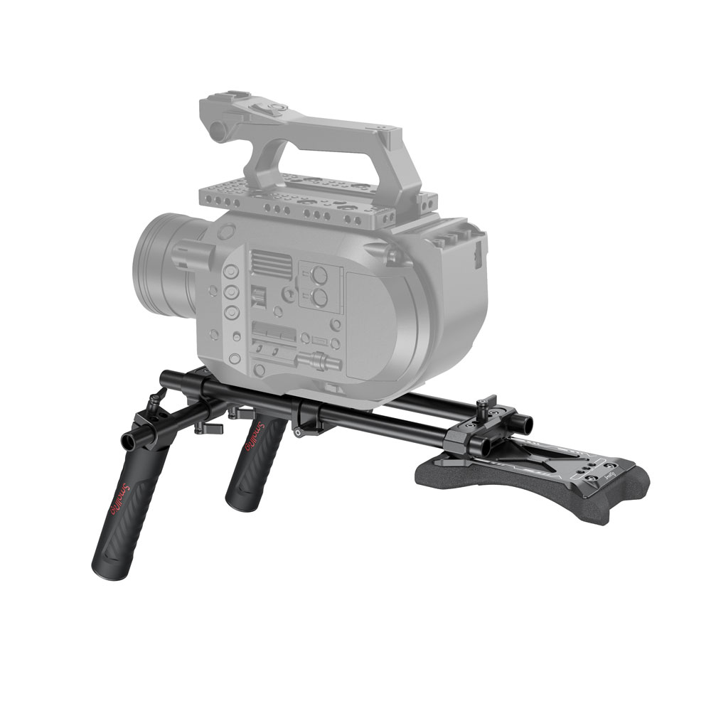SmallRig Basic Shoulder Kit with 3kg Load Capacity, 360 Degree Rotatable Handle Support, 15mm Rods, 1/4”-20 Threaded Holes, Rod Clamp Handle, Baseplate and Shoulder Pads for Universal Camera Cage 2896B