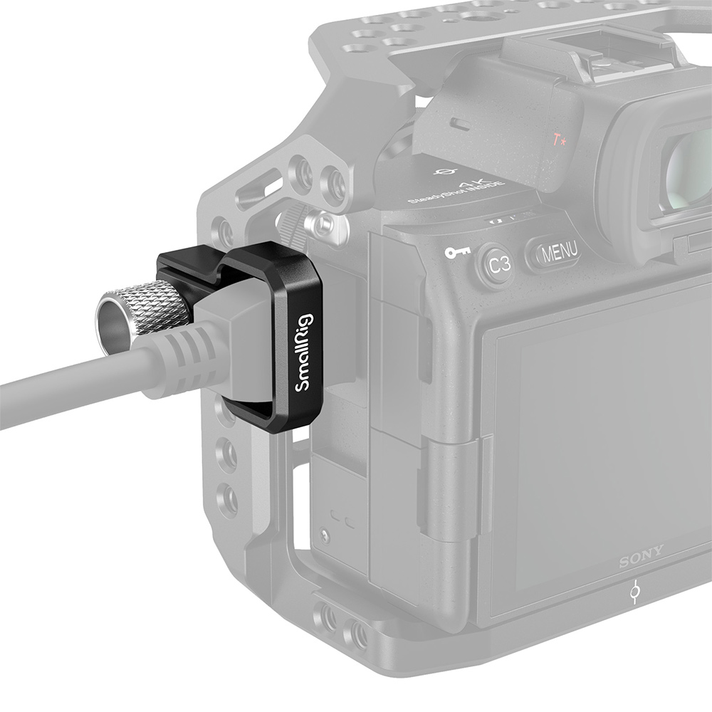 SmallRig Mini HDMI Cable Clamp Support with Allen Wrench, Anti-Twist Pins & 1/4 Screw with Aluminum Alloy Material for Sony Alpha A7S III Mirrorless Camera Cage 3000