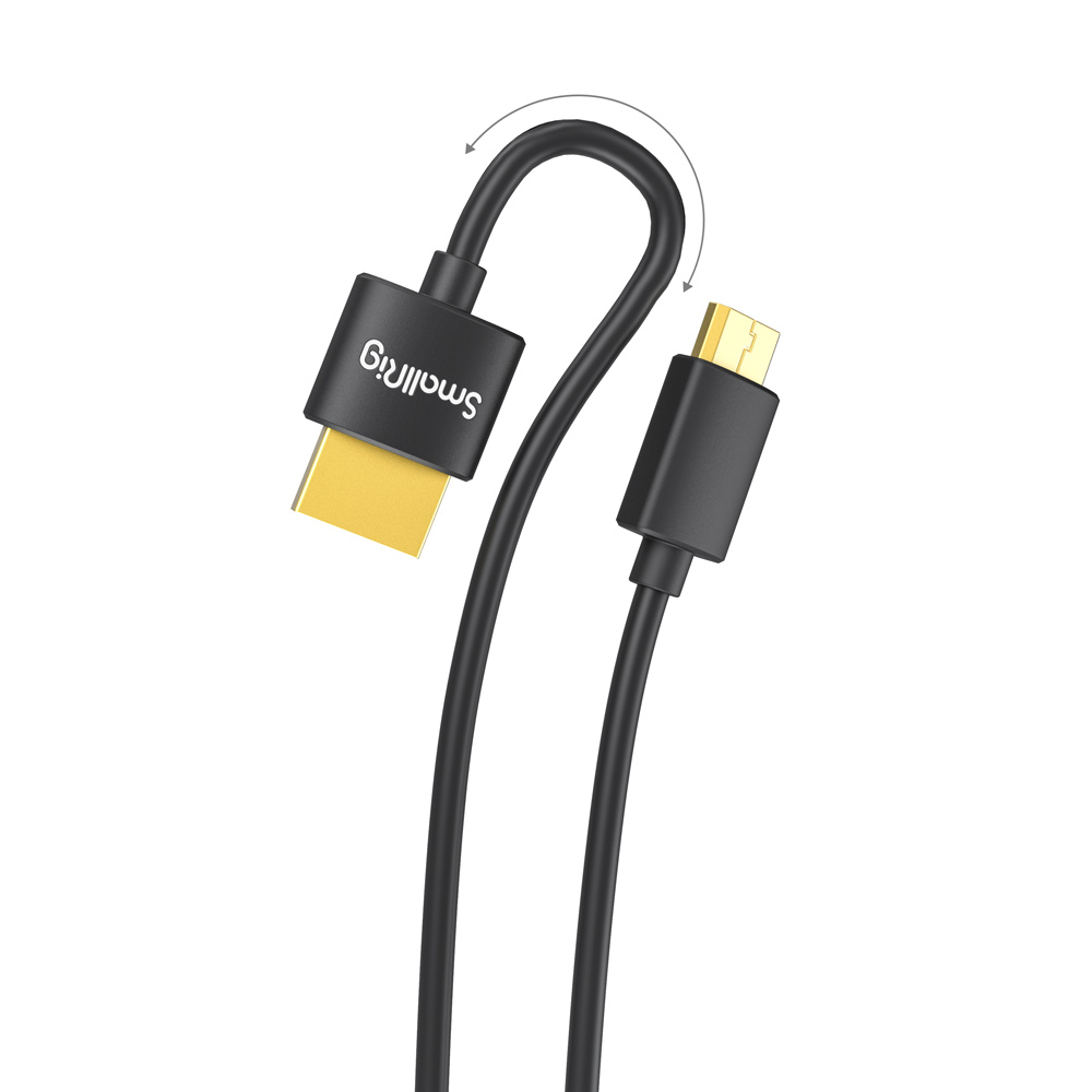SmallRig Ultra Slim 4K Mini / Micro HDMI Male to Male Video Cable (C to A) (D to A) with 3.6mm Outer Diameter, Cable Tie and PVC Material for Camera Rig (35mm, 55mm) 3040 3041 3042B 3043