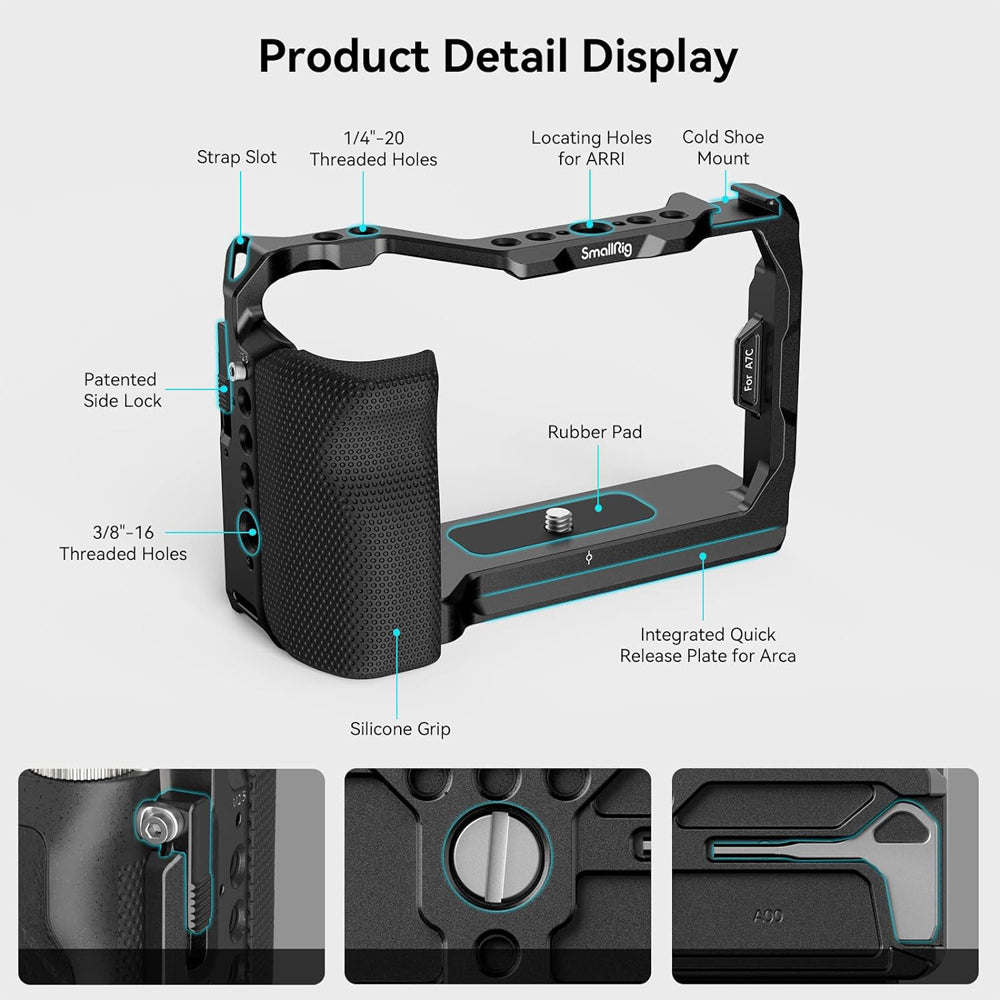 SmallRig 3212 Durable Camera Cage with Anti Twist Side Lock Feature Suitable for Sony A7C Camera