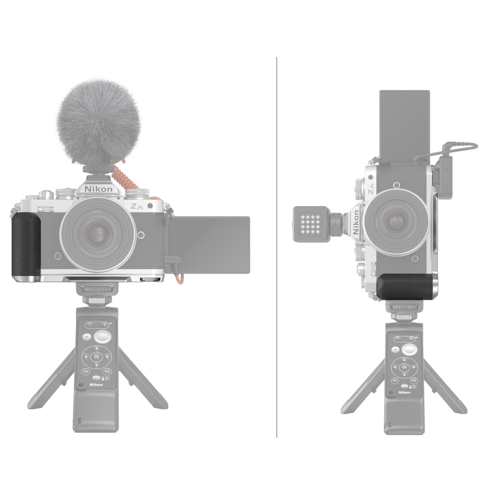 SmallRig L-Shape Side Handle Grip with Built-in Arca Swiss Plate, 1/4"-20 Threaded Hole and D-Ring Screw, Cold Shoe Mount and Rubber Pad for Nikon Z fc Mirrorless Camera 3480