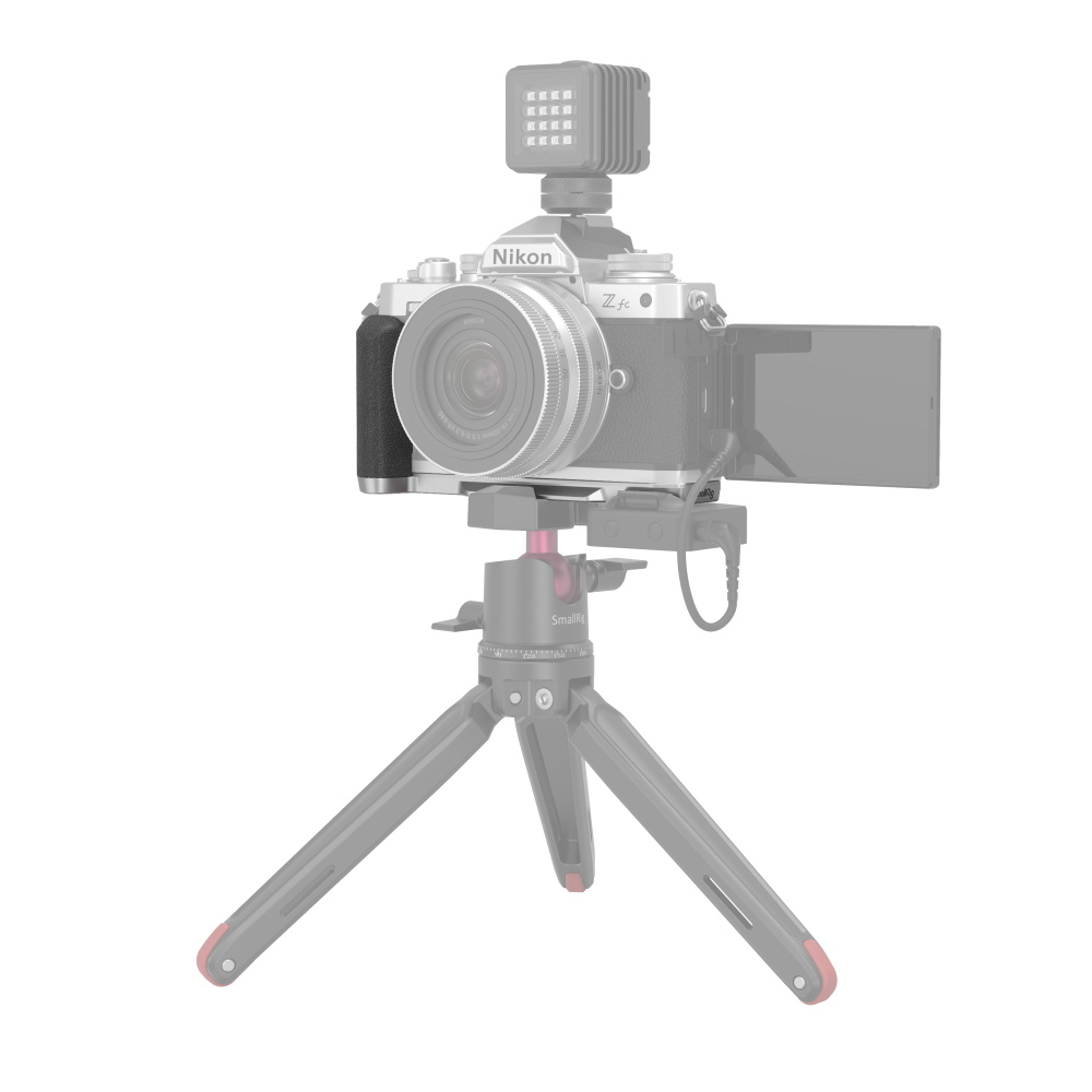 SmallRig L-Shape Side Handle Grip with Built-in Arca Swiss Plate, 1/4"-20 Threaded Hole and D-Ring Screw, Cold Shoe Mount and Rubber Pad for Nikon Z fc Mirrorless Camera 3480