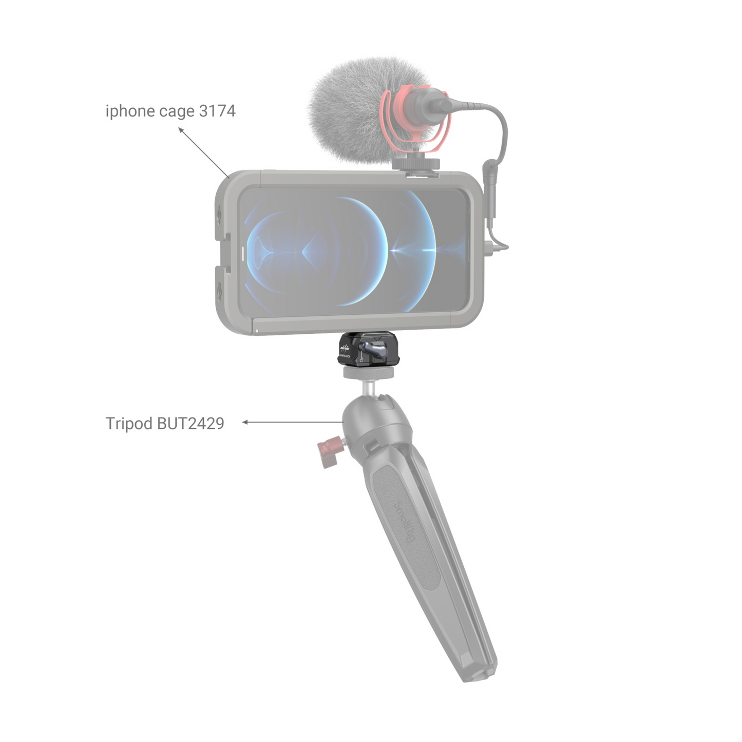 SmallRig HawkLock Drop-in Universal Mini QR Quick Release Plate and Clamp with Built-in Silicone Pads, Triple-Module Design, 5Kg Load Capacity & 1/4"-20 Threaded Holes for Camera Cages & Tripods 3513C