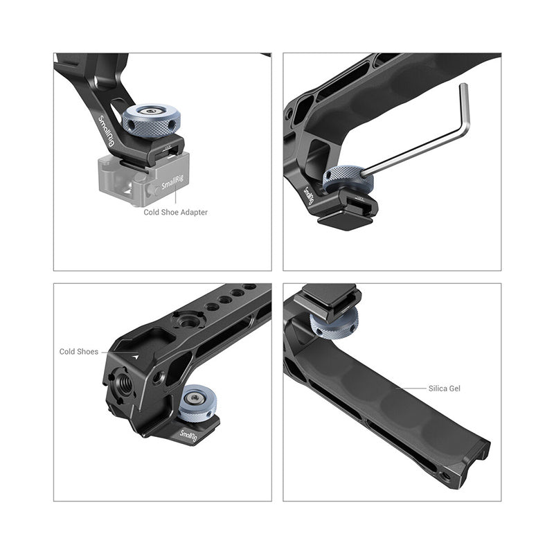 SmallRig Top Handle with Shoe Mount (Lite) with 5kg Load Capacity, Shoe Adapter & Thumbscrew, Multiple 1/4"-20 and 3/8"-16 Threads and Allen Wrench for Videography | 3764