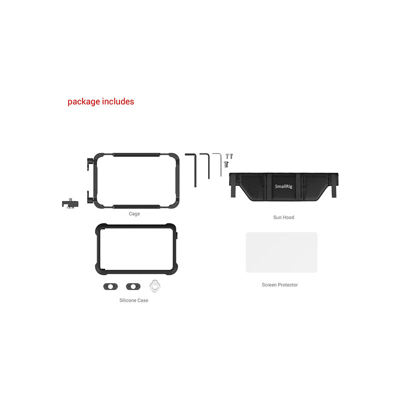 SmallRig On-Camera Monitor Cage Kit with HDMI Cable Clamp, Sun Hood, Silicon Case and Screen Protector for Atomos Ninja V/Ninja V+ | 3788