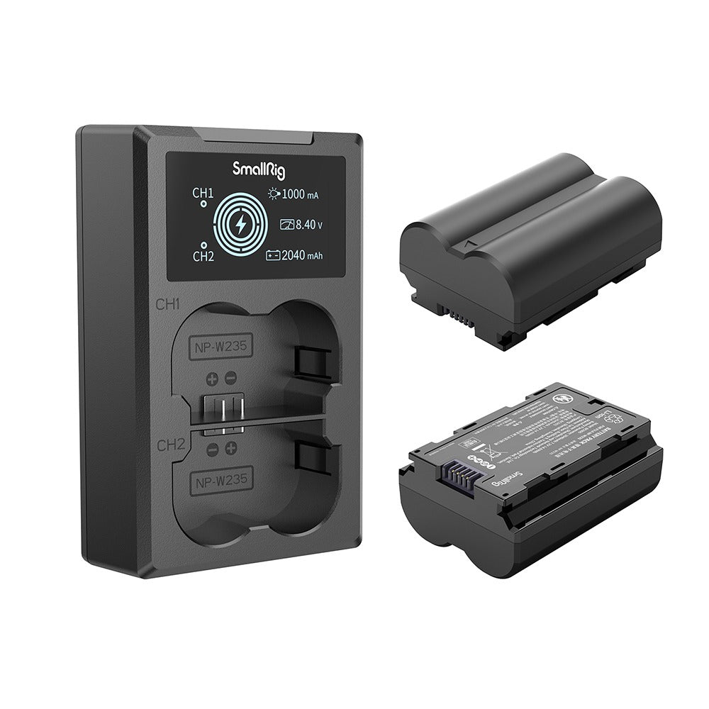 SmallRig NP-W235 Rechargeable Replacement Battery (2-Pack) 7.2V 2040mAh with 5V USB Type C Dual Battery Charger Kit for Fujifilm GFX 50S II, GFX 100S, X-T4, VG-X-T4, X-T5, X-H2, X-H2S, X-S20 Mirrorless Camera | 3822