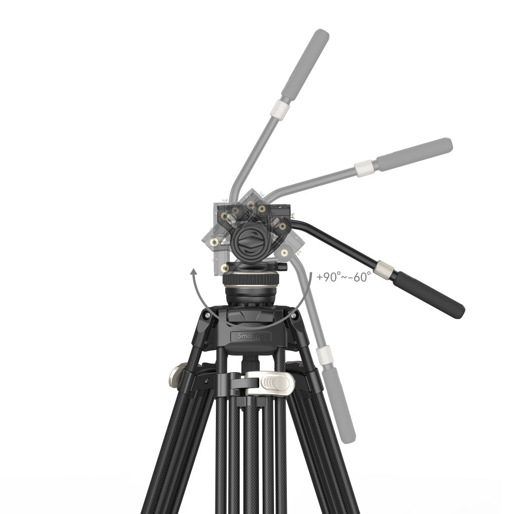 SmallRig FreeBlazer AD-100 Heavy-Duty Carbon Fiber Professional Tripod Kit with DH10 Fluid Video Head, 360° 90°/-60° Pan & Tilt Control, Manfrotto and DJI RS Quick Release Plates, 197cm Max Adjustable Height, 10kg Max Load Capacity | 3989